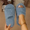 2025 nouveau décontracté moelleux femmes appartements pantoufles maison concepteur femme chaussures mode luxe flou hiver peluche élégant diapositives femmes