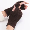 gants sans doigts pour femmes, demi doigt, tricot extensible, tendance, vêtements pour dames, accessoires de décoration, hiver 2025