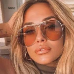 Lunettes de soleil pilote surdimensionnées en métal Double faisceau Vintage à la mode Instagrem lunettes de soleil à grande monture pour dames nouvelles lunettes de célébrité