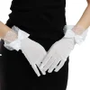 gants élégants en dentelle noire douce, à pois blancs, pour mariage, mariée, maille beige, mitaines à doigts longs pour banquet
