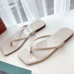 Pantoufles tongs à fond plat pour femmes, pantoufles Cool, tongs à tête carrée, sandales de plage à la mode, nouvelle collection été