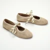 Chaussures plates de Ballet à lacets pour femmes, bout rond, Faux daim, chaussures décontractées pour dames, mocassins confortables à semelle souple peu profonde, nouveau