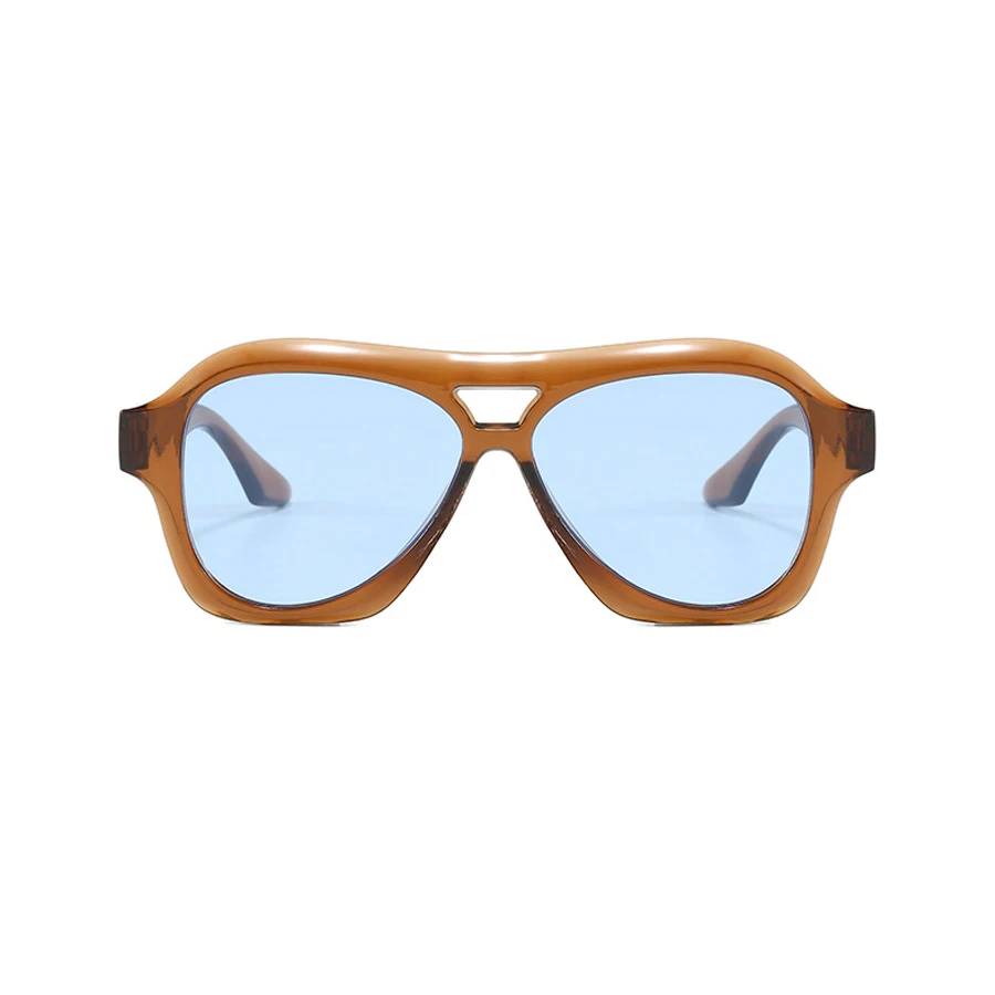 Lunettes de soleil rétro à Double faisceau pour femmes et hommes, verres de styliste de marque, nouvelle mode Ins, dégradé personnalisé, UV400