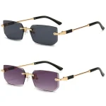 Lunettes de soleil sans monture pour femmes et hommes, lunettes de soleil rectangulaires sans cadre rétro, nuances d&rsquo;été, lunettes de voyage, lunettes UV400, mode