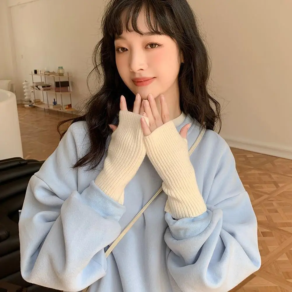 gants sans doigts pour femmes et hommes, tricotés chauds d'hiver pour écran tactile, gants thermiques unisexes d'automne