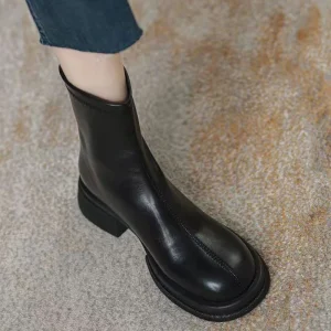 Bottes à fond plat femmes 2025 nouveau noir marron bottes courtes automne daim Chelsea unique Botas chaussures côté Zip décontracté Botines Mujer