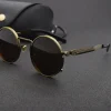 lunettes de soleil steampunk pour hommes et femmes, vintage, tendance, monture ronde en métal, polarisées, accessoires de conduite en plein air, nouvelle collection