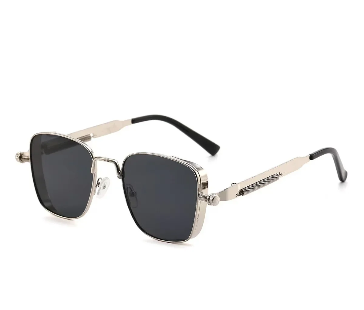 Femmes lunettes de soleil populaires Vintage Steampunk lunettes de soleil carrées monture en métal avec charnières à ressort femmes oculaire lunettes à la mode UV400
