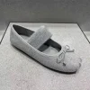 chaussures plates de danse de ballet pour femmes, mocassins peu profonds avec nœud en daim, robe mode automne 2025, nouveau décontracté de luxe confortable zapatos de mujer