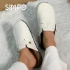 tongs décontractées à bout fermé pour femmes, pantoufles d'extérieur d'été, sandales en flanelle pour couple, confortables, antidérapantes, résistantes à l'usure