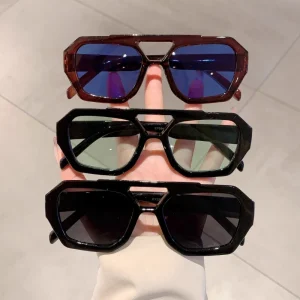 Lunettes de soleil carrées Vintage pour femmes et hommes, monture épaisse, Double pont, mode féminine Chic, polygone, bleu léopard Lunettes de soleil carrées Vintage pour femmes et hommes, monture épaisse, Double pont, mode féminine Chic, polygone, bleu léopard