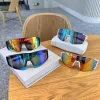 oversized square frame sports glasses men's and women's sunglasses retro punk outdoor skiing bike windproof sunglasses