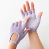 gants de yoga antidérapants pour femmes, en coton, demi doigt, respirants, pour cyclisme en plein air, vélo, pilates, sport, pêche