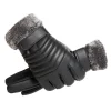 gants d'hiver pour hommes, bouche en fourrure, gants isolants en peluche, cyclisme en plein air, moto, gants en coton pour écran tactile pu