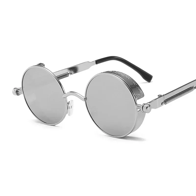 Lunettes de soleil gothiques classiques Steampunk, marque de luxe de styliste, haute qualité, pour hommes et femmes, rétro, monture ronde en métal, UV400