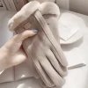 gants confortables pour écran tactile beige avec doublure en peluche offrant une protection d'hiver épaisse et chaude pour les loisirs de plein air