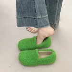 Chaussures plates mode bout rond bouche profonde daim semelle souple anti-dérapant résistant à l&rsquo;usure chaussures en laine