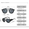steampunk shipublishsunglasses lunettes de soleil classiques pour hommes et femmes, lunettes rondes en cuir latéral, lentille uv400