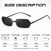crixalis – petites lunettes de soleil rectangulaires sans bords y2k pour femmes et hommes, rétro, étroites, chics, fines, slim, uv400