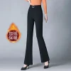 pantalon micro évasé noir pour femmes, nouveau pantalon de costume décontracté en velours à jambes droites, automne et hiver