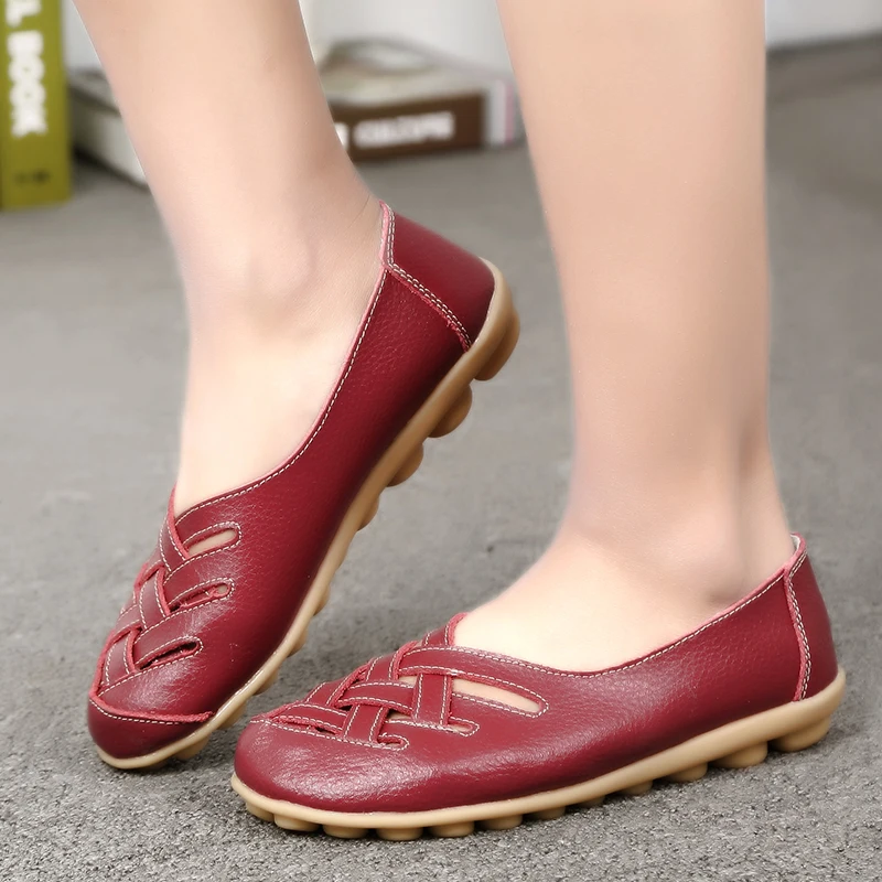 chaussures plates pour femmes confortables en cuir véritable chaussures plates femme slipony mocassins chaussures de ballet femme mocassins grande taille 35 44