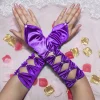Gants Longs et artificiel astiques Plissés en Satin Vert et Bleu avec Nministériels d Papillon, pour Patients de Mariage, Coude, Sans Doigts, pour Soirée, Bal de Promo, pour Fille