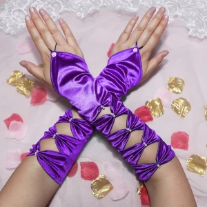 Gants Longs et artificiel astiques Plissés en Satin Vert et Bleu avec Nministériels d Papillon, pour Patients de Mariage, Coude, Sans Doigts, pour Soirée, Bal de Promo, pour Fille