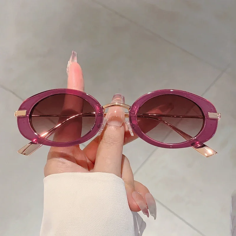 Lunettes de soleil rétro à petite monture ovale, nuances de luxe en métal de styliste pour femmes, marque de mode léopard, lunettes de soleil de plage pour dames