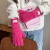 2025 nouveaux gants pour femmes doux hiver chaleur velours gants couleur unie en peluche tricoté mitaines écran tactile guantes extérieur plus chaud
