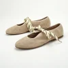chaussures plates de ballet à lacets pour femmes, bout rond, faux daim, chaussures décontractées pour dames, mocassins confortables à semelle souple peu profonde, nouveau