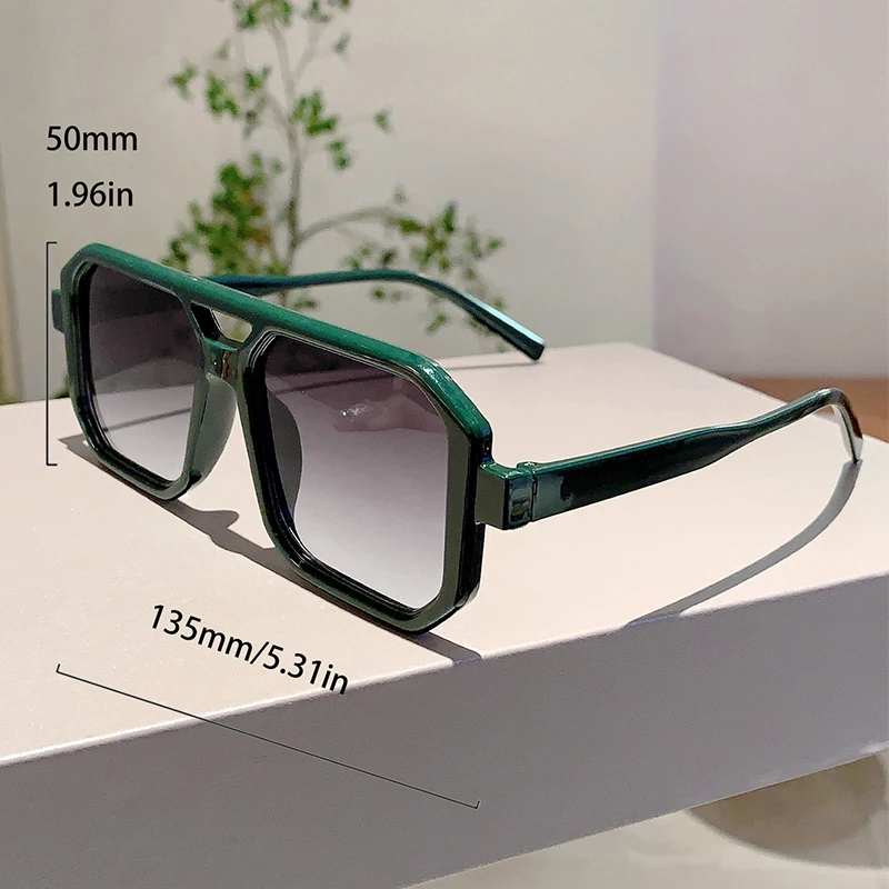 2 paires de lunettes de soleil carrées Vintage pour hommes et femmes, Chic rétro, Double pont dégradé, nuances d'extérieur décontractées, décor de vacances