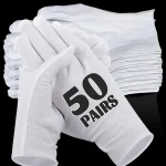 Gants de protection à haute élasticité, 1/50 paires, pour protéger les mains, gants blancs, Dermatite, eczéma, pour éviter les mitaines en coton, outil de nettoyage