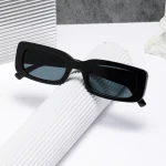 Lunettes de soleil carrées noires pour hommes, petites lunettes de soleil rectangulaires, rétro, lentille noire, pour la conduite, la pêche, Oculos UV400