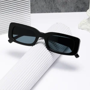 Lunettes de soleil carrées noires pour hommes, petites lunettes de soleil rectangulaires, rétro, lentille noire, pour la conduite, la pêche, Oculos UV400
