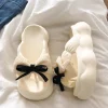 pantoufles antidérapantes à nœud papillon, noir et blanc, sandales à nœud augmentant la hauteur, semelles épaisses, pantoufles décontractées à fond épais pour dames