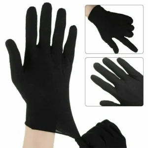 Gants noirs 100% coton, 6 paires, derdonologiques, hydratants, eczégyptide nuit