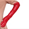gants longs élégants pour garder au chaud, accessoires de costume, gants de soirée, matériau souple, gants en cuir verni noir