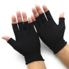 1 paire de gants noirs demi doigt sans doigts pour femmes et hommes, en tricot de laine, en coton, gants d'entraînement chauds d'hiver