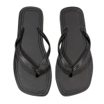 Tongs de plage antidérapantes à semelle souple, couleur unie, pantoufles à la mode pour femmes, chaussures de maison à rayures, sandales plates d&rsquo;été pour filles