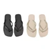 tongs de plage antidérapantes à semelle souple, couleur unie, pantoufles à la mode pour femmes, chaussures de maison à rayures, sandales plates d'été pour filles
