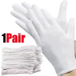 1 paire de gants en coton blanc pour hommes, uniforme de smoking formel, garde d&rsquo;honneur, défilé, Costume de cérémonie, Cosplay, pièce de monnaie, bijoux, gant de majordome