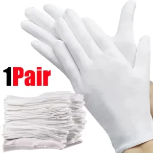 1 paire de gants en coton blanc pour hommes, uniforme de smoking formel, garde d&rsquo;honneur, défilé, Costume de cérémonie, Cosplay, pièce de monnaie, bijoux, gant de majordome