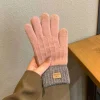gants en tricot torsadé avec écran tactile pour femmes et filles, chauds, doublés sourire, cadeau d'hiver