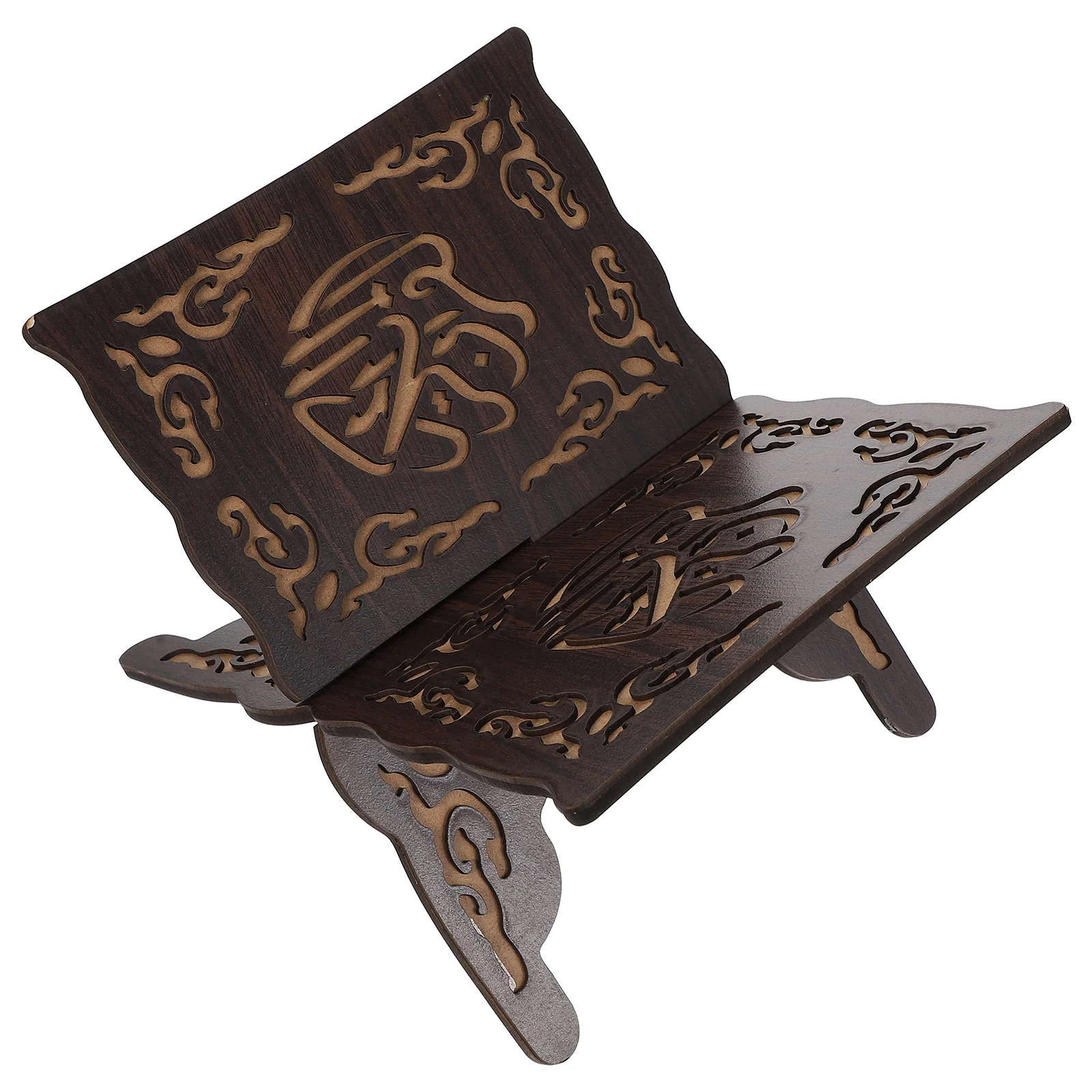 Support de livre sculpté en bois, support islamique pliable, présentoir Eid, support coran, étagère, accessoires de bureau, ganizer
