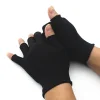 1 paire de gants noirs demi doigt sans doigts pour femmes et hommes, en tricot de laine, en coton, gants d'entraînement chauds d'hiver