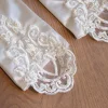 gants de mariée en satin et dentelle élégante, longueur eblow, gants de fête de noël en dentelle blanche, gants de mariage