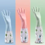 Gants de cuisine pour femmes – Gants en caoutchouc imperméables durables et étendus pour la vaisselle, le nettoyage, le linge et les tâches ménagères – Comf