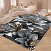 tapis de luxe à motif floral, antidérapant, avec support en caoutchouc, pierres précieuses en diamant, pour décoration de maison moderne, salon, 3d