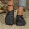 Chaussures plates confortables à semelle souple et bout rond pour femmes, avec boucle décorée, couleur unie, décontractées, respirantes, design à enfiler facile