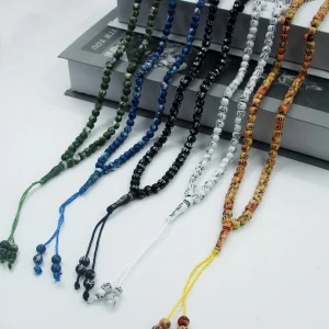 5 pièces musulman Tasbih 99 chapelet perles Islam perles de prière avec Allah Muhammad noms gravés sur la Religion islamique Eid Ramadan cadeau